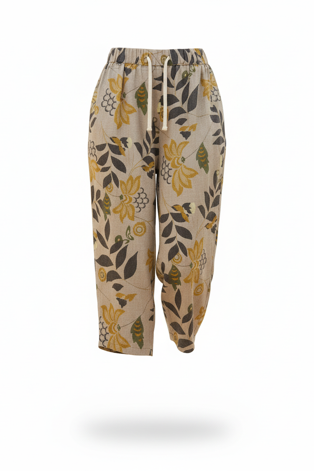 Pantalon En Lin Imprimé Fleuri Ample Décontracté Femme - vue 3