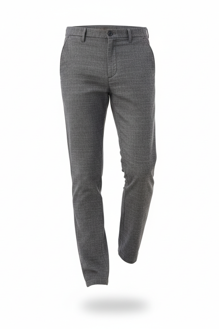 Pantalon En Lin Gris Slim Décontracté Élégant - Maille - vue 3