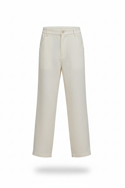 Pantalon En Lin Écru Ample Décontracté Enfant - Beige - vue 3