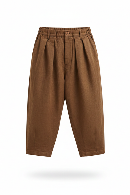 Pantalon Carotte Lin - Marron - vue 3