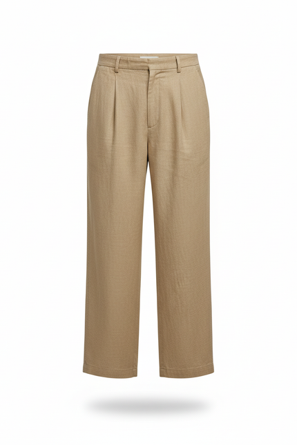 Pantalon Marron Lin Homme - Camel - vue 3