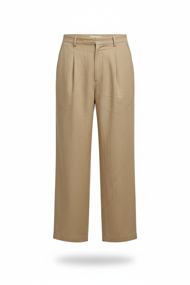 Pantalon Marron Lin Homme - Camel - vue 3