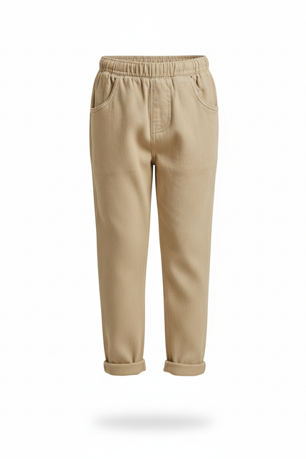 Pantalon En Lin Beige Ample Confortable Enfant - vue 3