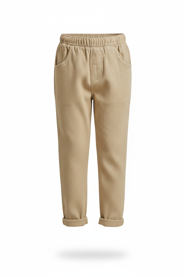 Pantalon En Lin Beige Ample Confortable Enfant - vue 3