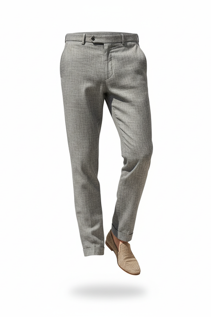 Pantalon En Lin Gris Ajusté Élégant Homme - vue 3
