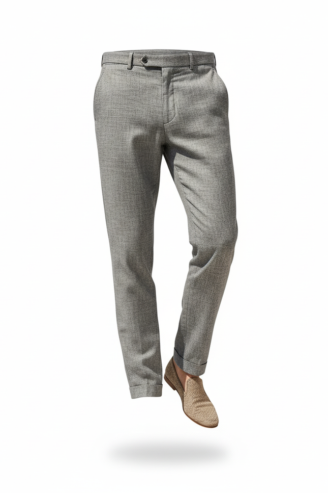 Pantalon En Lin Gris Ajusté Élégant Homme - vue 3