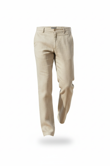 Pantalon En Lin Homme Beige Droit Décontracté Léger - vue 3