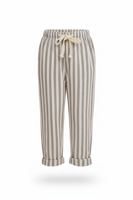 Pantalon En Lin Rayé Ample Décontracté Enfant Coton - Multicolore - vue 3