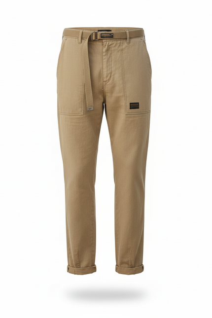 Pantalon En Lin Homme Beige Décontracté Ample - vue 3