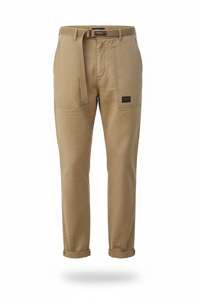 Pantalon En Lin Homme Beige Décontracté Ample - vue 3