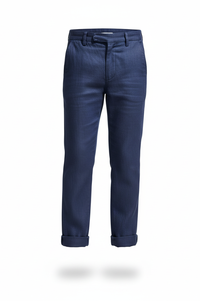 Pantalon En Lin Bleu Marine Droit Enfant Élégant - vue 3