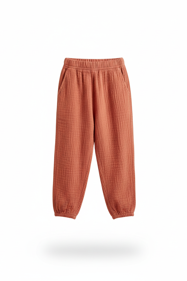 Pantalon En Lin Harem Coton Respirant Enfant Saumon - Orange - vue 3
