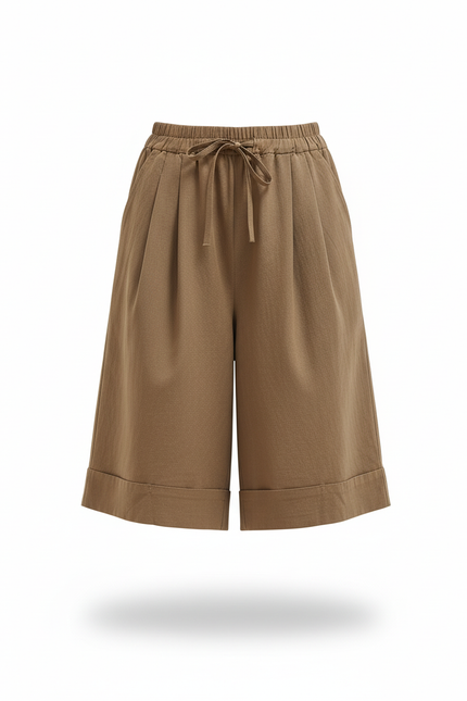 Pantalon En Lin Kaki Ample Décontracté Cordon - vue 3