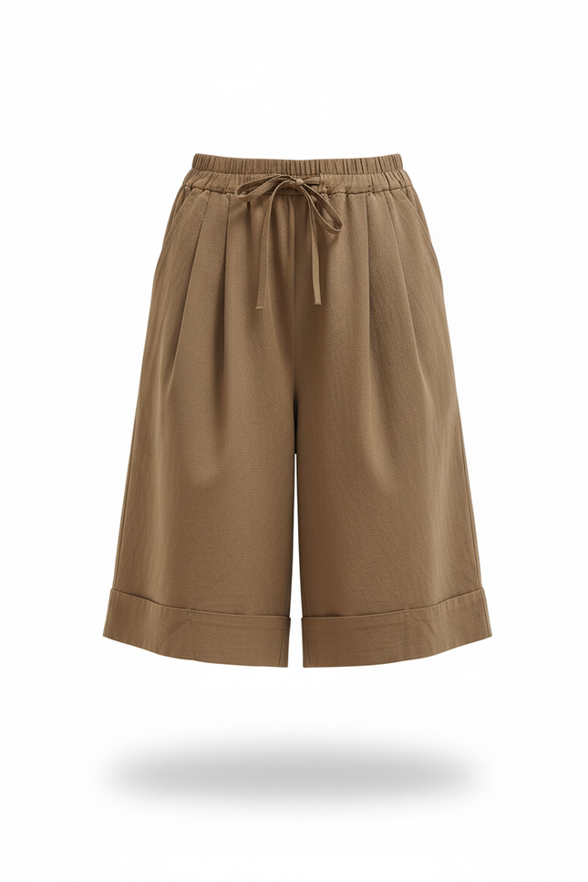 Pantalon En Lin Kaki Ample Décontracté Cordon - vue 3