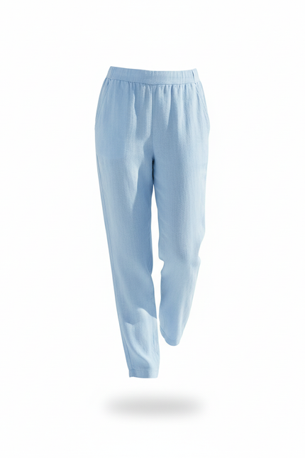 Pantalon En Lin Bleu Ciel Décontracté Fluide Femme - vue 3