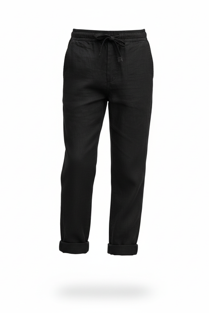 Pantalon En Lin Noir Cordon Ample Décontracté Enfant - vue 3