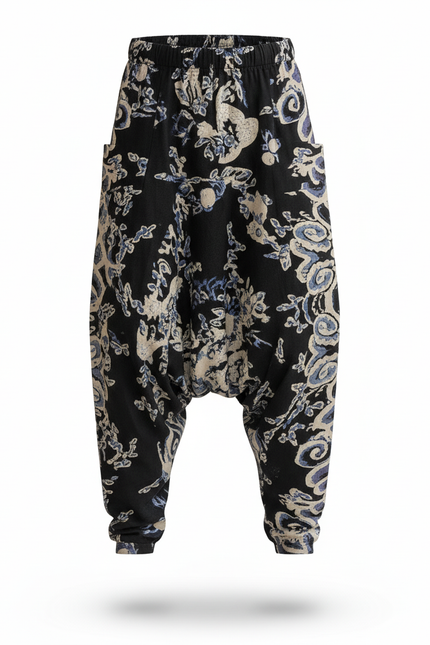 Pantalon En Lin Harem Imprimé Floral Fluide Bohème - vue 3