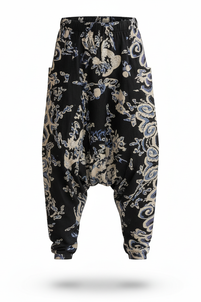 Pantalon En Lin Harem Imprimé Floral Fluide Bohème - vue 3