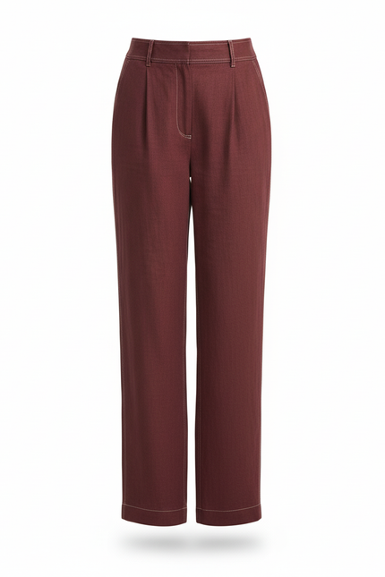 Pantalon Et Tunique En Lin Femme - Bordeaux - vue 3
