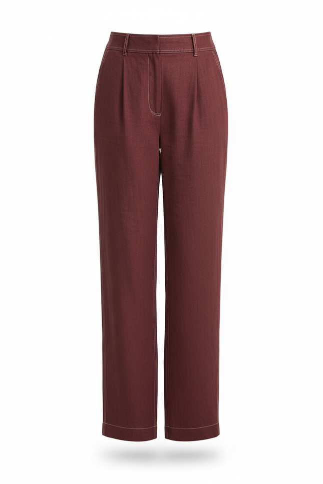 Pantalon Et Tunique En Lin Femme - Bordeaux - vue 3