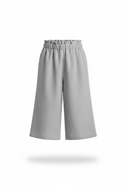 Pantalon En Lin Gris Ample Décontracté Fille Coton - vue 3