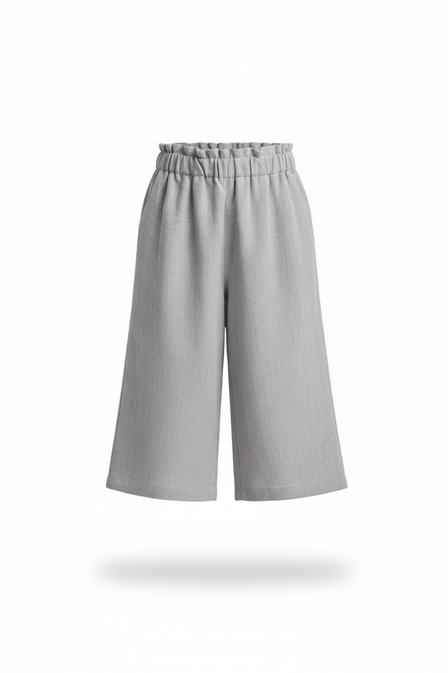 Pantalon En Lin Gris Ample Décontracté Fille Coton - vue 3