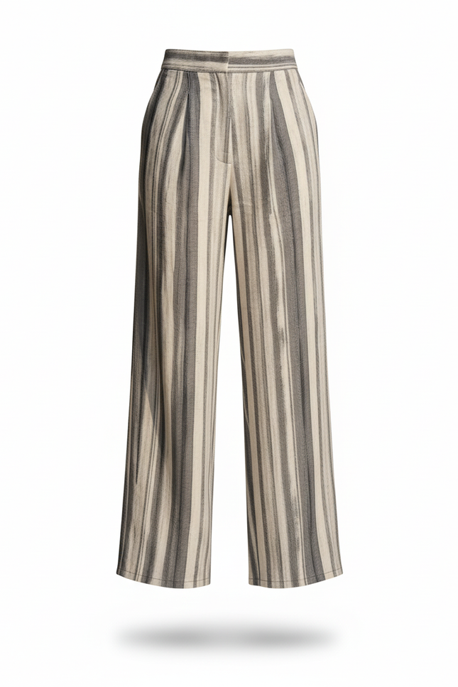 Pantalon En Lin Rayé Ample Fluide Estival - Multicolore - vue 3