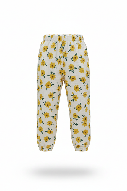 Pantalon En Lin Blanc Ample Motif Floral Enfant - Imprimé - vue 3