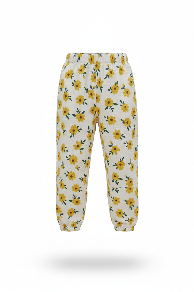 Pantalon En Lin Blanc Ample Motif Floral Enfant - Imprimé - vue 3