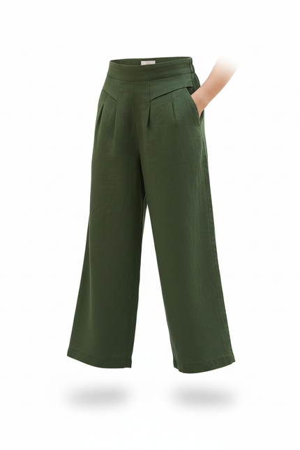 Pantalon En Lin Vert Ample Décontracté Enfant Garçon - vue 3