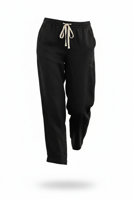 Pantalon Lin Pour Femme - Noir - vue 3