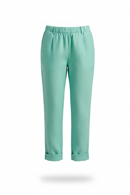 Pantalon En Lin Vert Menthe Ample Décontracté Enfant - vue 3