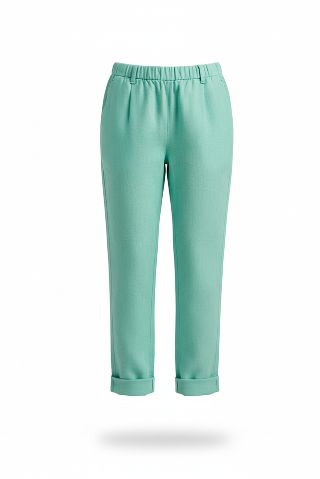 Pantalon En Lin Vert Menthe Ample Décontracté Enfant - vue 3