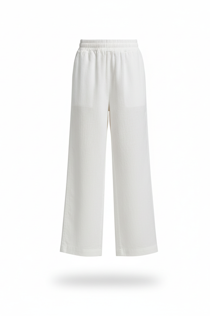 Pantalon En Lin Blanc Ample Décontracté Enfant Fluide - vue 3