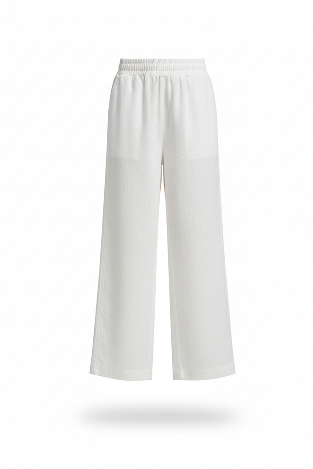 Pantalon En Lin Blanc Ample Décontracté Enfant Fluide - vue 3
