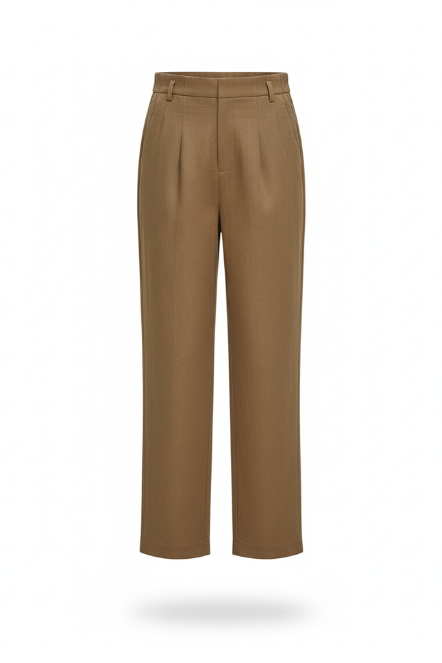 Pantalon En Lin Marron Ample Droit Enfant Élégant - vue 3