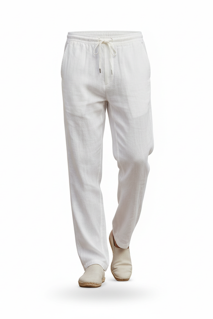 Pantalon De Lin - Blanc - vue 3