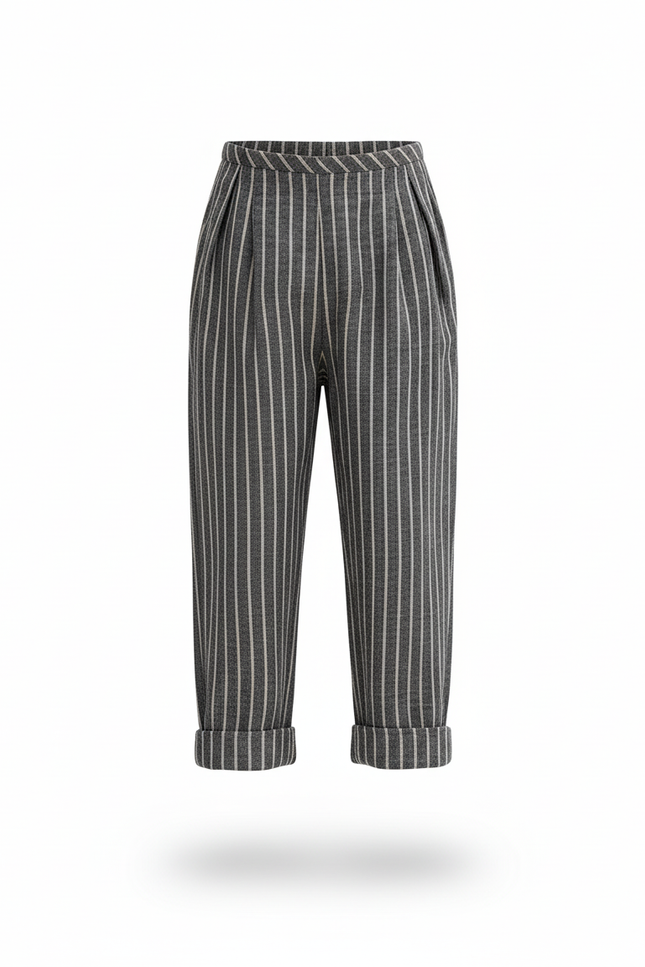 Pantalon En Lin Rayé Gris Ample Enfant Coton Doux - vue 3