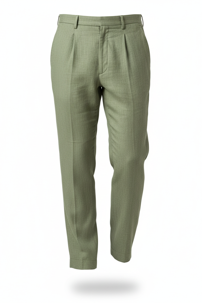 Pantalon Lin Vert Kaki Homme - vue 3