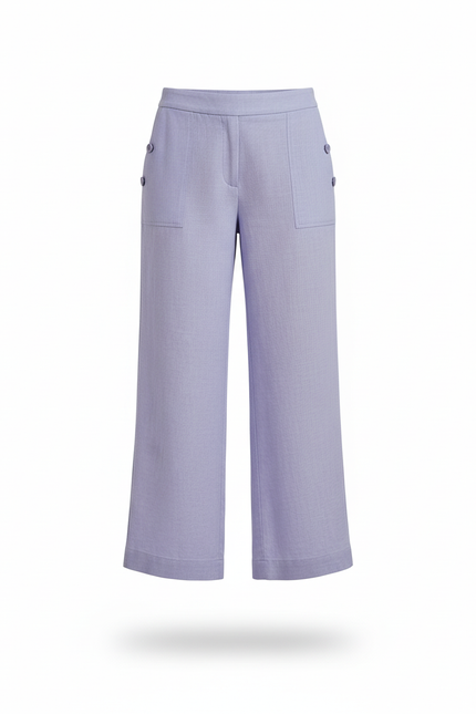 Pantalon En Lin Lavande Ample Décontracté Fluide - Violet - vue 3