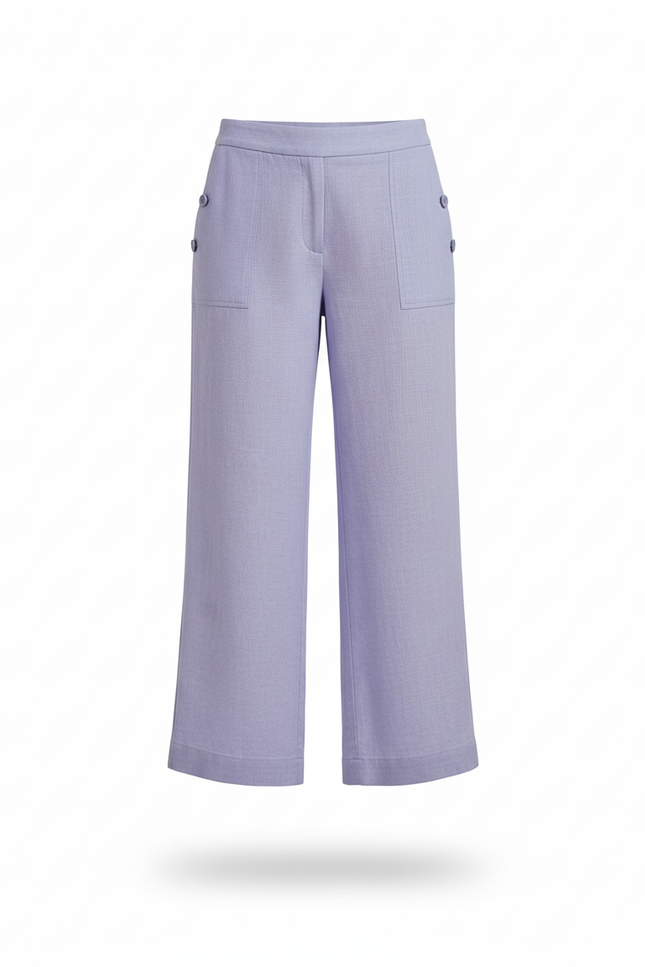 Pantalon En Lin Lavande Ample Décontracté Fluide - Violet - vue 3