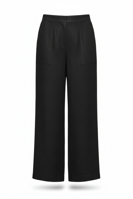Pantalon En Lin Noir Ample Décontracté Fluide Léger - vue 3