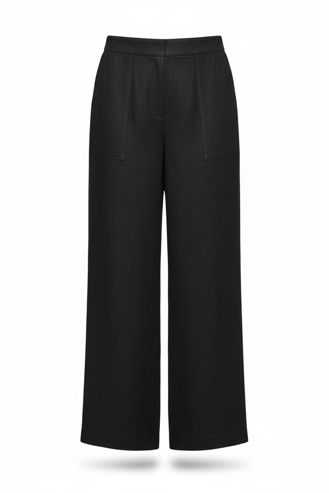 Pantalon En Lin Noir Ample Décontracté Fluide Léger - vue 3