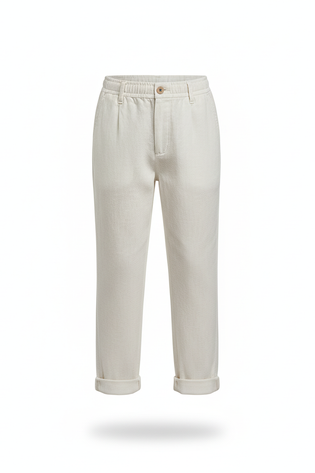 Pantalon En Lin Blanc Écru Garçon Décontracté Léger - vue 3