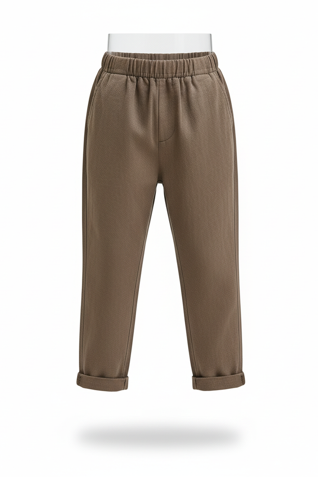 Pantalon En Lin Marron Ample Enfant Décontracté - vue 3