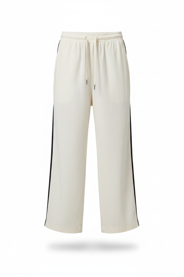 Pantalon En Lin Écru Ample Cordon Décontracté Garçon - Blanc - vue 3