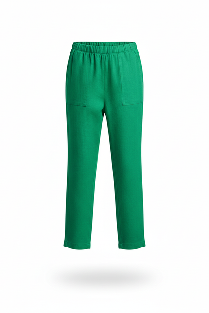 Pantalon En Lin Vert Émeraude Ample Enfant Léger Fluide - vue 3