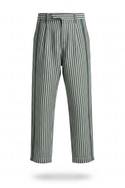 Pantalon En Lin Rayé Ample Décontracté Enfant - Gris - vue 3