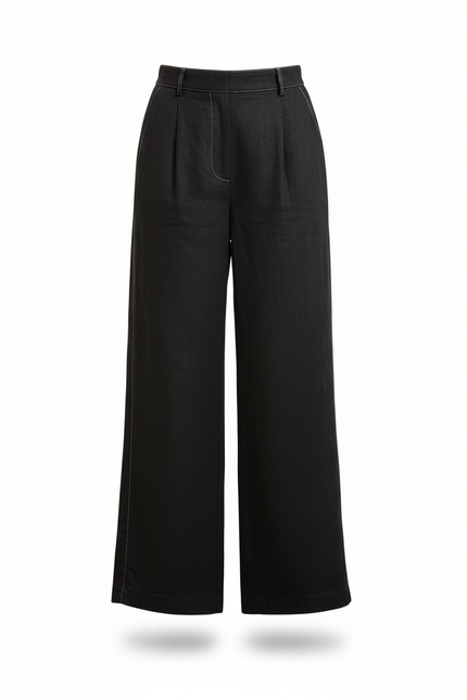 Pantalon En Lin Noir Ample Décontracté Fluide Été - vue 3
