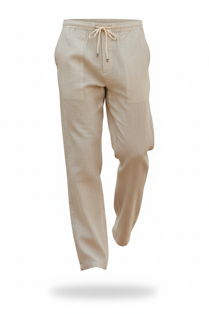 Pantalon Lin Elastique Homme - Beige - vue 3